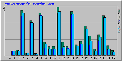Hourly usage for December 2008